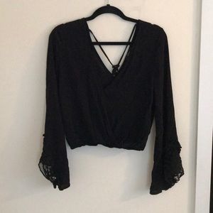NWOT Cross Body Top w/ Bell Sleeves